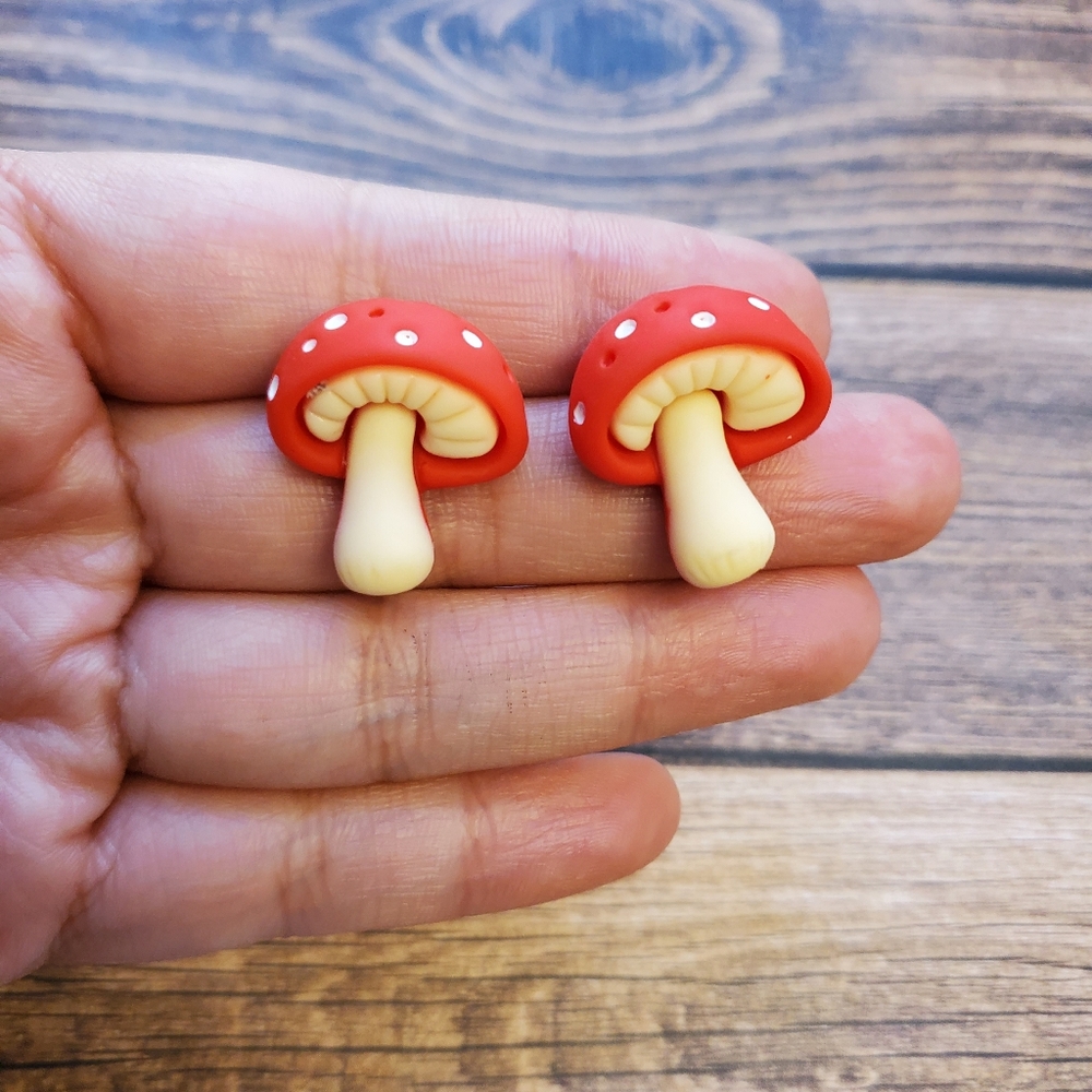 Mushroom earrings clay - Picture 2 of 2